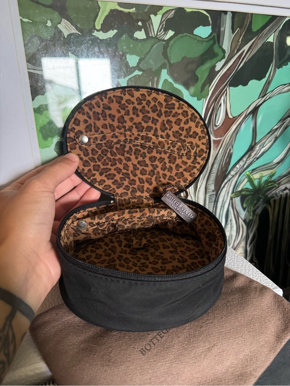 Vintage Bottega Veneta Nylon Logo Top with Leopard Interior Mini Travel Case - Picture 6 of 6